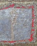 Von Staub bedeckt, 2015, Acryl, Mischtechnik, Klarspachtel, Schelllack, 100-jähriger Staub aus dem Gewölbe des Ratzeburger Doms, Späne einer 100-jährigen Eiche, Seidenpapier auf Leinwand, 75 x 105 cm
