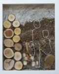 Objekt XII, 2013, Acryl, Mischtechnik, verschiedene Materialien auf Papier, 34,5 x 28,5 cm, im Objektrahmen