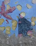 Ohne Titel 21-01, 2021, Acryl, Blütenblätter, Poseidongras, Altmetall, Emulsion und Spachtel auf Leinwand, 30 x 30 cm