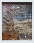 Objekt XV, 2013, Acryl, Mischtechnik, verschiedene Materialien auf Papier, 34,5 x 28,5 cm, im Objektrahmen
